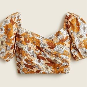 J.Crew Puff-sleeve organic cotton cropped top in zinnia floral